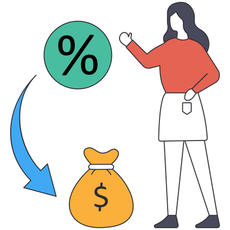 Woman working on Rebate Program  Illustration