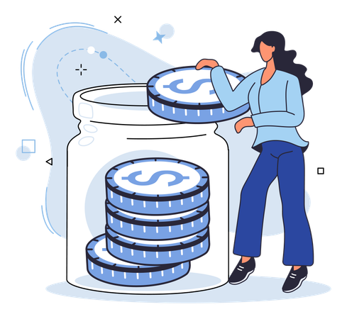 Woman working on Saving account  Illustration