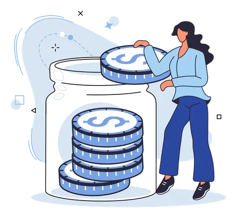 Woman working on Saving account  Illustration