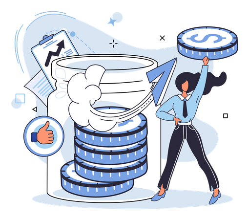 Woman working on Saving account  Illustration