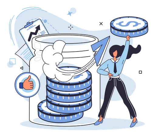 Woman working on Saving account  Illustration