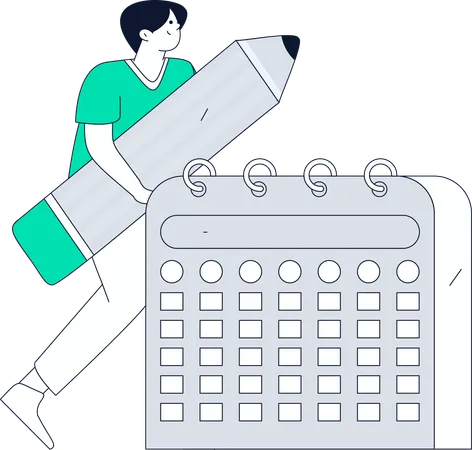 Woman working on schedule calendar  Illustration