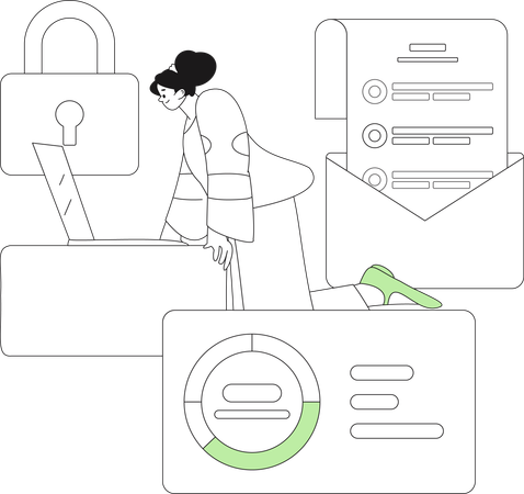 Woman working on security  Illustration