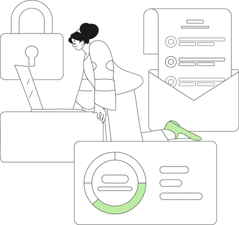Woman working on security  Illustration