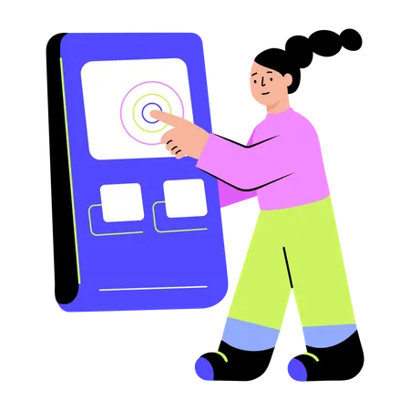 Woman working on sensor machine Illustration