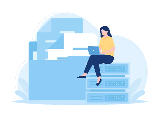 Web Hosting Online Database Storage Technology Data Cloud Storage Network Trending Concept Flat Illustration Illustration