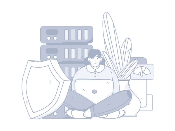 Woman working on server security  Illustration