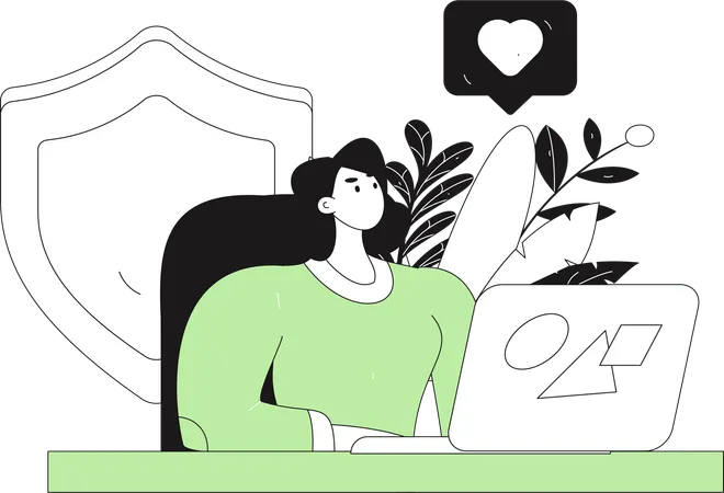 Woman working on server security  Illustration