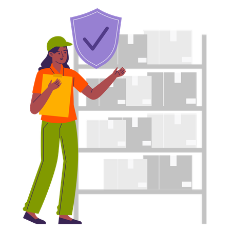 Woman working on storage rack  Illustration