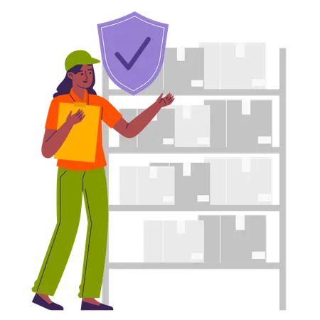 Woman working on storage rack  Illustration