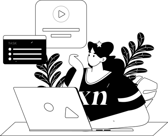 Woman working on task  Illustration