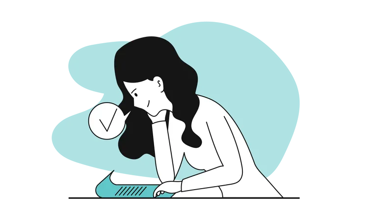 Woman working on task  Illustration