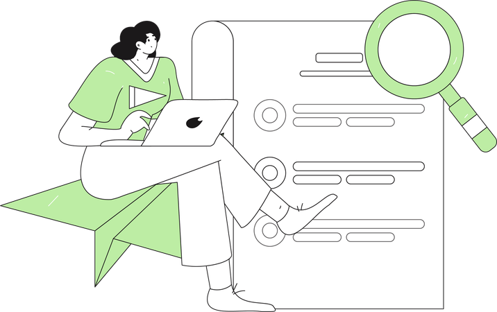 Woman working on task list  Illustration
