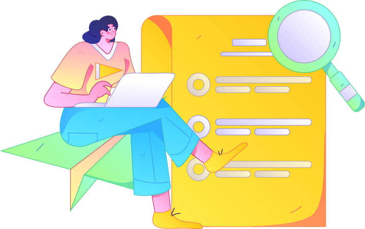 Woman working on task list  Illustration