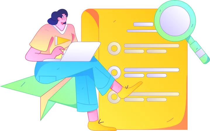 Woman working on task list  Illustration