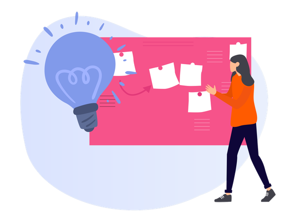 Woman working on task management idea  Illustration