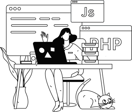 Woman working on task management  Illustration