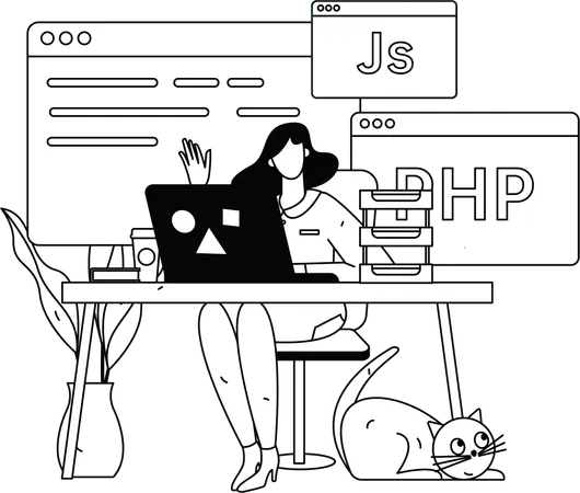 Woman working on task management  Illustration