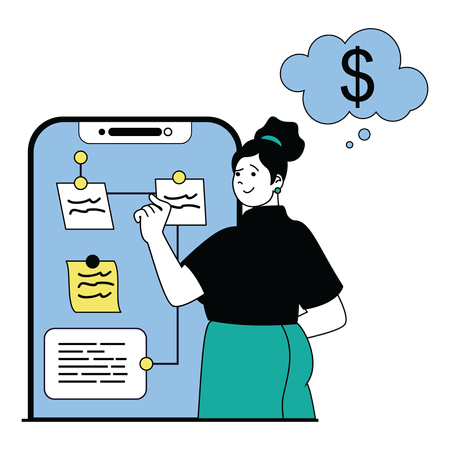 Woman working on task management  Illustration