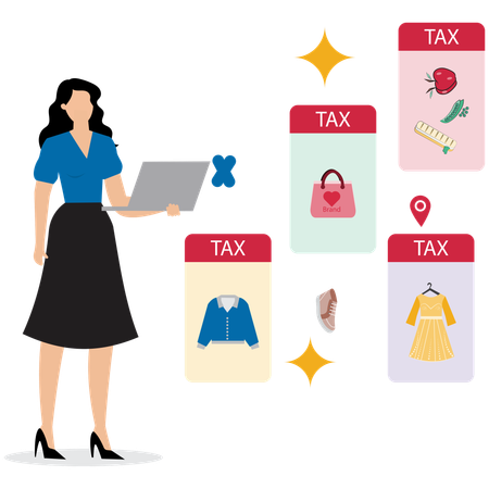 Woman working on Tax Filing Process  Illustration