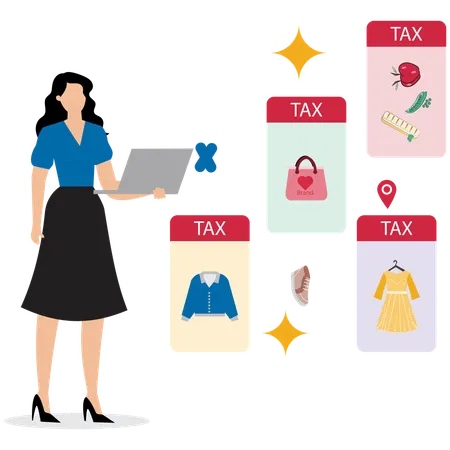 Woman working on Tax Filing Process  Illustration