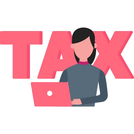 Woman working on taxes  Illustration