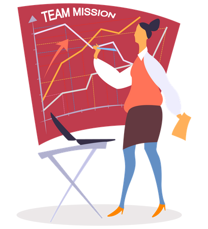 Woman working on team mission Illustration