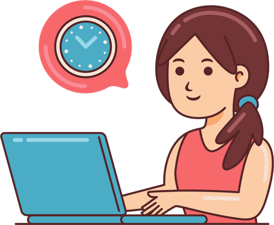 Woman Working on time efficiency  Illustration