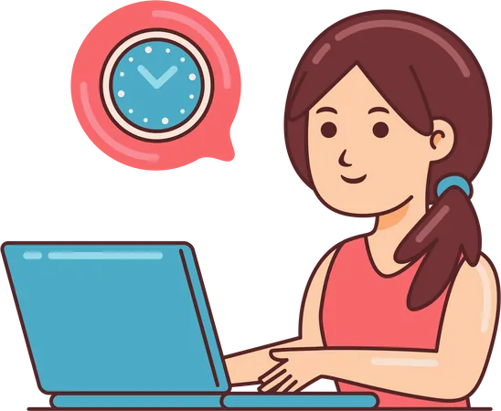 Woman Working on time efficiency  Illustration