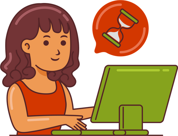Woman Working on time efficiency  イラスト