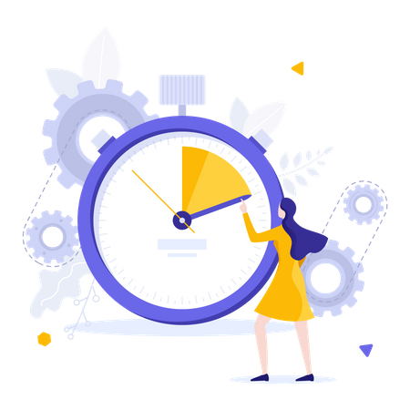 Woman working on time management Illustration