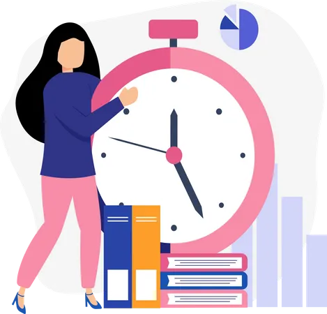 Woman working on time management  Illustration