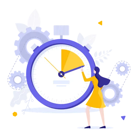 Woman working on time management  Illustration