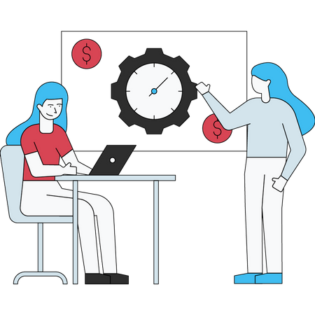 Woman working on time management  Illustration