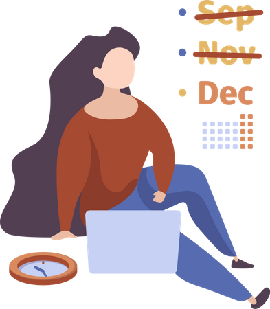 Woman working on time management  Illustration