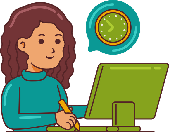 Woman Working on time planning  Illustration