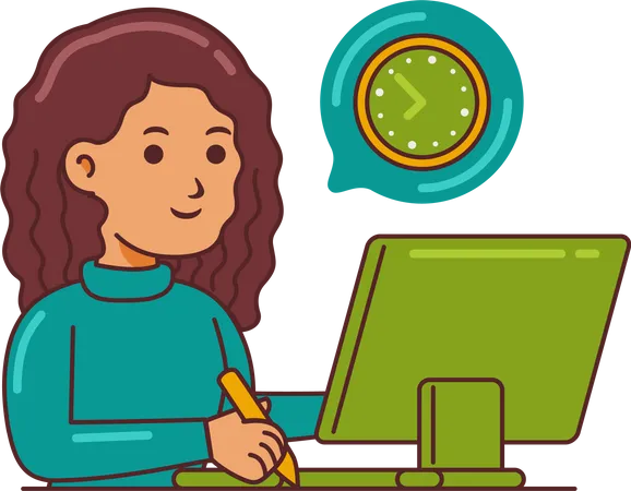 Woman Working on time planning  Illustration