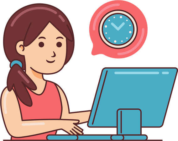 Woman Working on time schedule  Illustration
