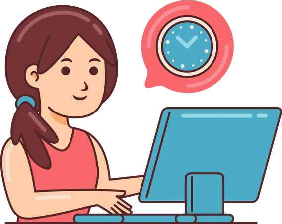 Woman Working on time schedule  Illustration