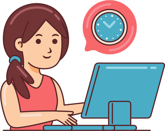 Woman Working on time schedule  イラスト