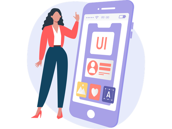 Woman working on ui design  Illustration