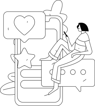 Woman working on user experience  Illustration