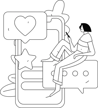 Woman working on user experience  Illustration