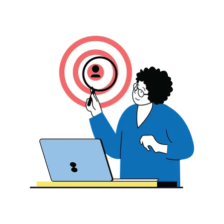 Woman working on user target  Illustration