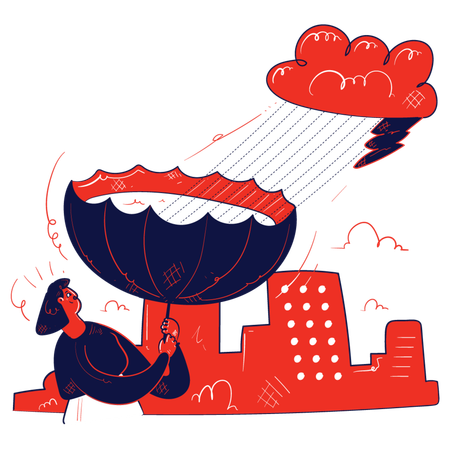 気象安全に取り組む女性  イラスト