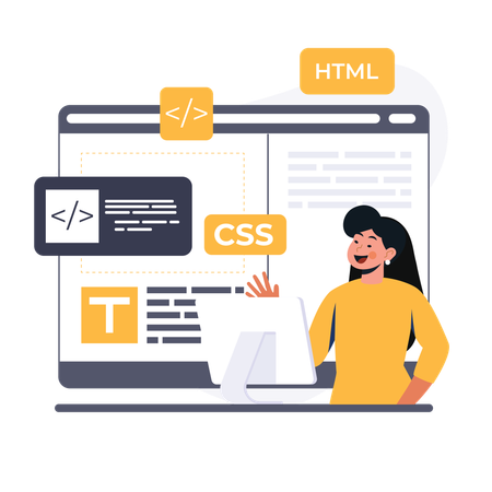 Woman working on web design  Illustration