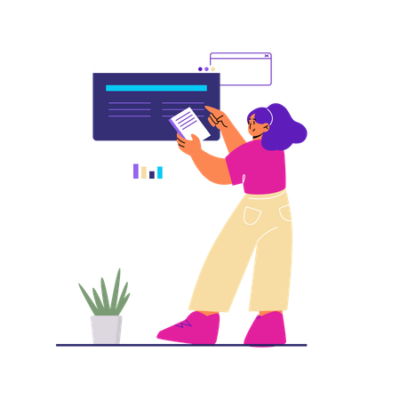 Woman working on web development Illustration