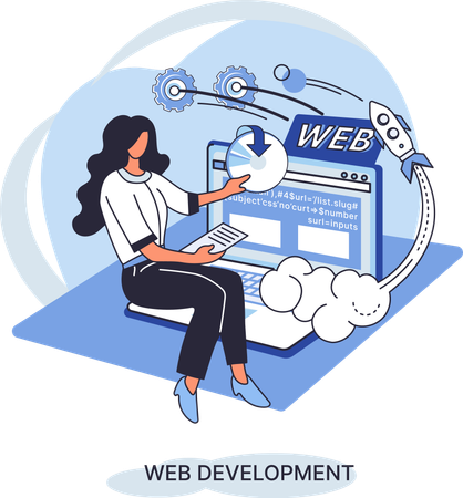 Woman working on Web development  Illustration