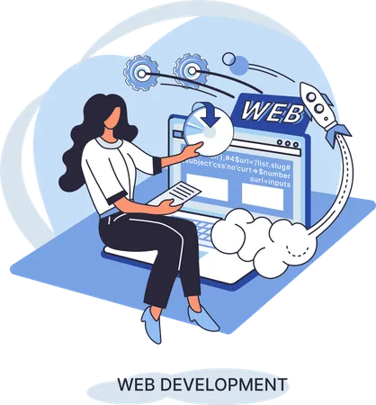 Woman working on Web development  Illustration