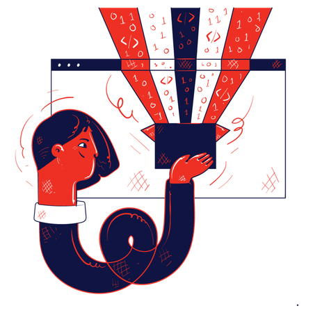 Woman working on web development  Illustration